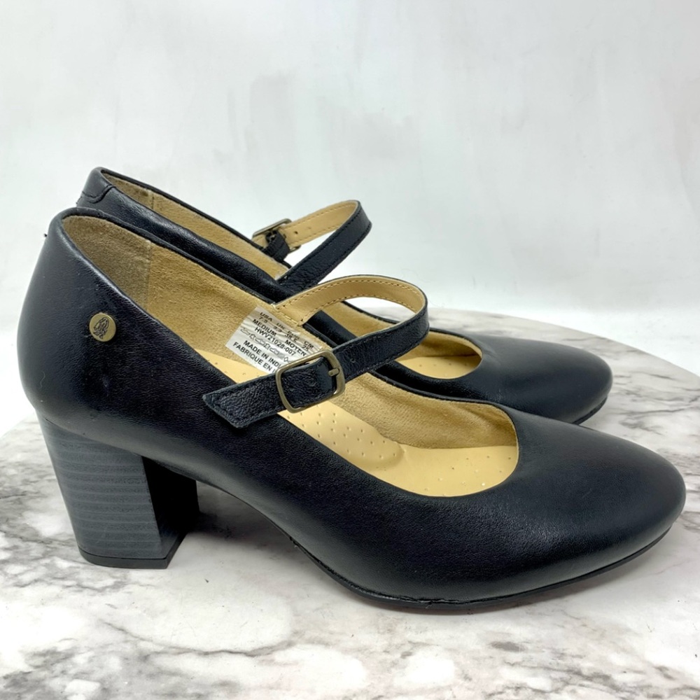 Vintage Hush Puppies Black Leather Mary Jane Comfort Heels 7.5 Classic Coquette - Picture 15 of 15